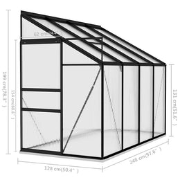 vidaXL Anlehngewächshaus Anthrazit Aluminium 5,24 m³