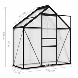 vidaXL Anlehngewächshaus Anthrazit Aluminium 1,33 m²