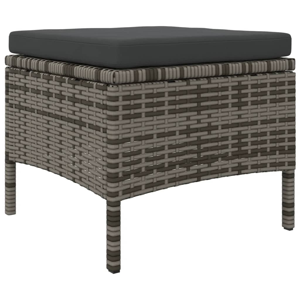 2-Sitzer-Gartensofa mit Teetisch und Hocker Poly Rattan Grau