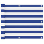 Balkon-Sichtschutz Weiß und Blau 75x600 cm Oxford-Gewebe