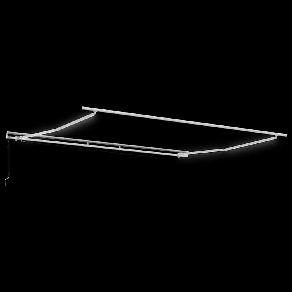 Markisenrahmen mit LED-Lichtleisten Weiß 450 x 350 cm Aluminium