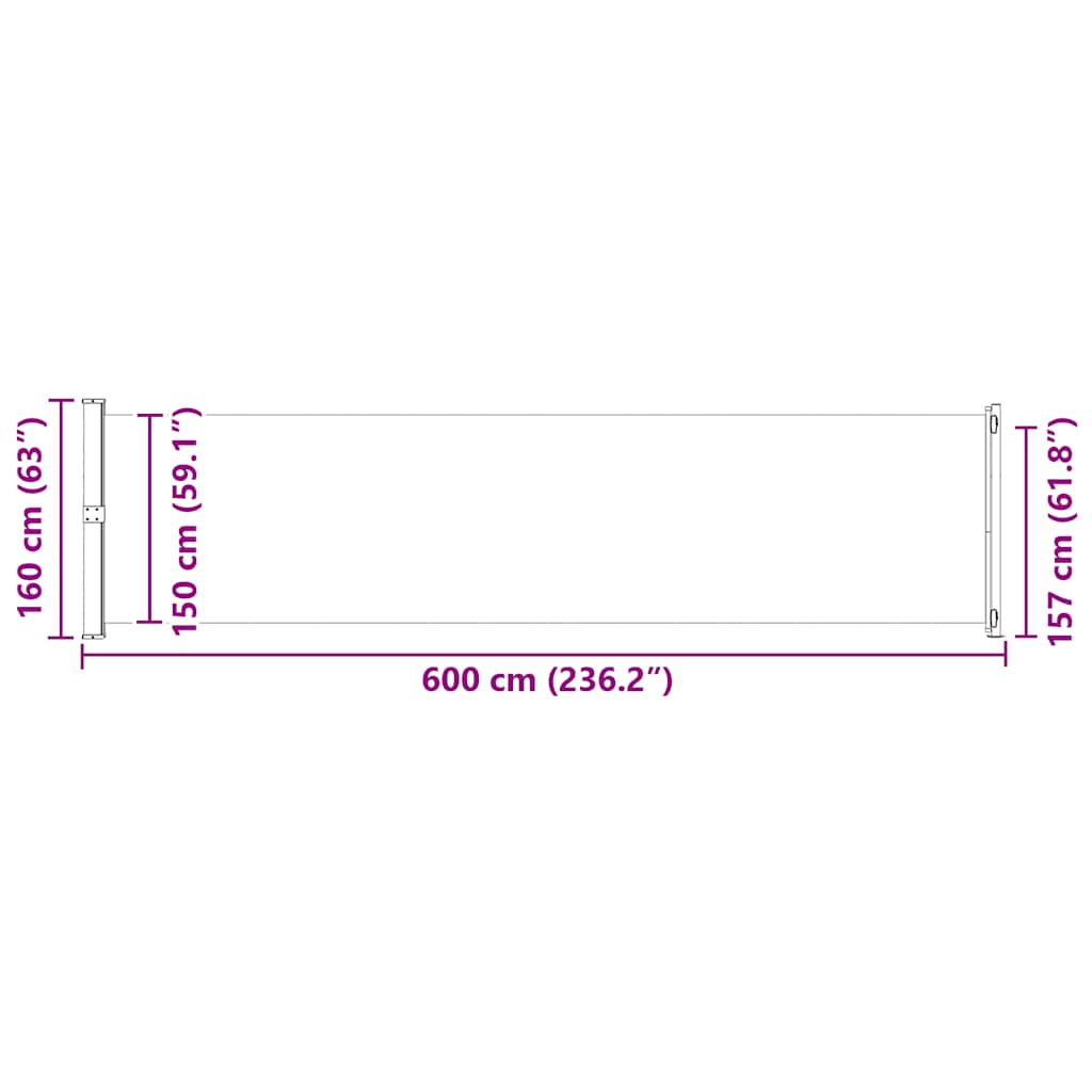 Seitenmarkise Ausziehbar 600x160 cm Braun