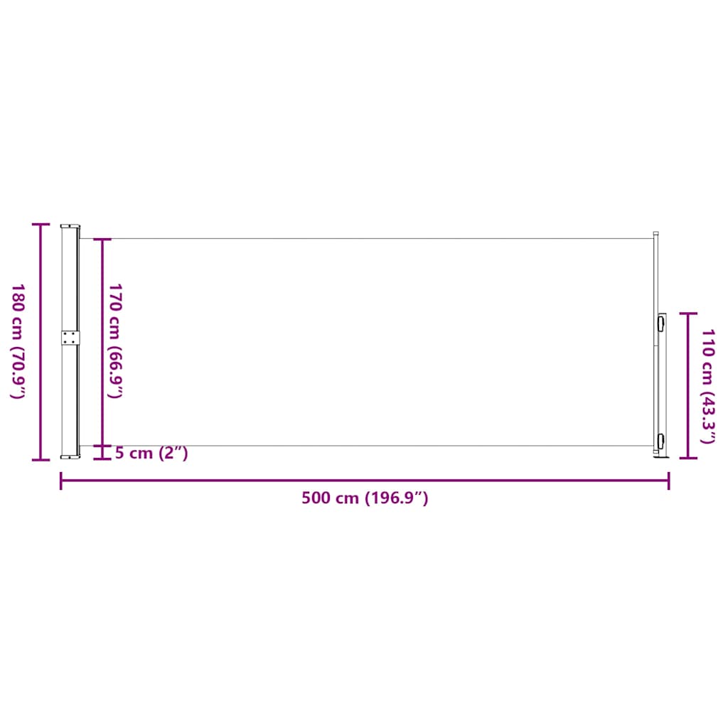 Seitenmarkise Ausziehbar 180x500 cm Creme