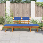 Gartenbank mit Auflagen 2-in-1 190 cm Massivholz Akazie