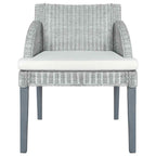 Esszimmerstühle mit Kissen 2 Stk. Grau Natur Rattan