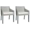 Esszimmerstühle mit Kissen 2 Stk. Grau Natur Rattan