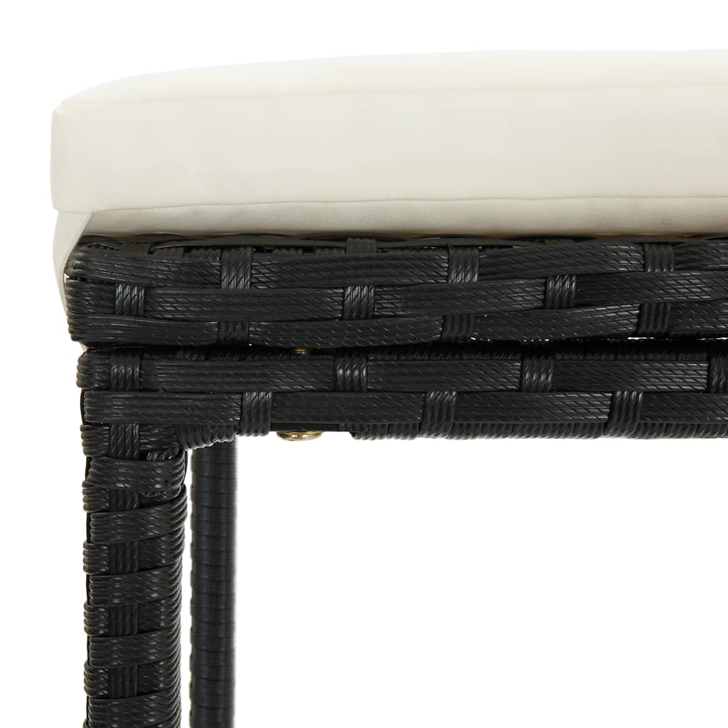 Barhocker mit Kissen 3 Stk. Schwarz Poly Rattan