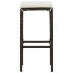 Barhocker mit Kissen 4 Stk. Braun Poly Rattan