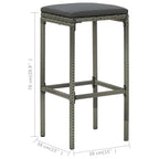 Barhocker mit Kissen 6 Stk. Grau Poly Rattan
