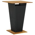 Bartisch Schwarz 80x80x110 cm Poly Rattan und Massivholz Akazie