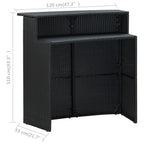 Garten-Bartisch Schwarz 120x55x110 cm Poly Rattan
