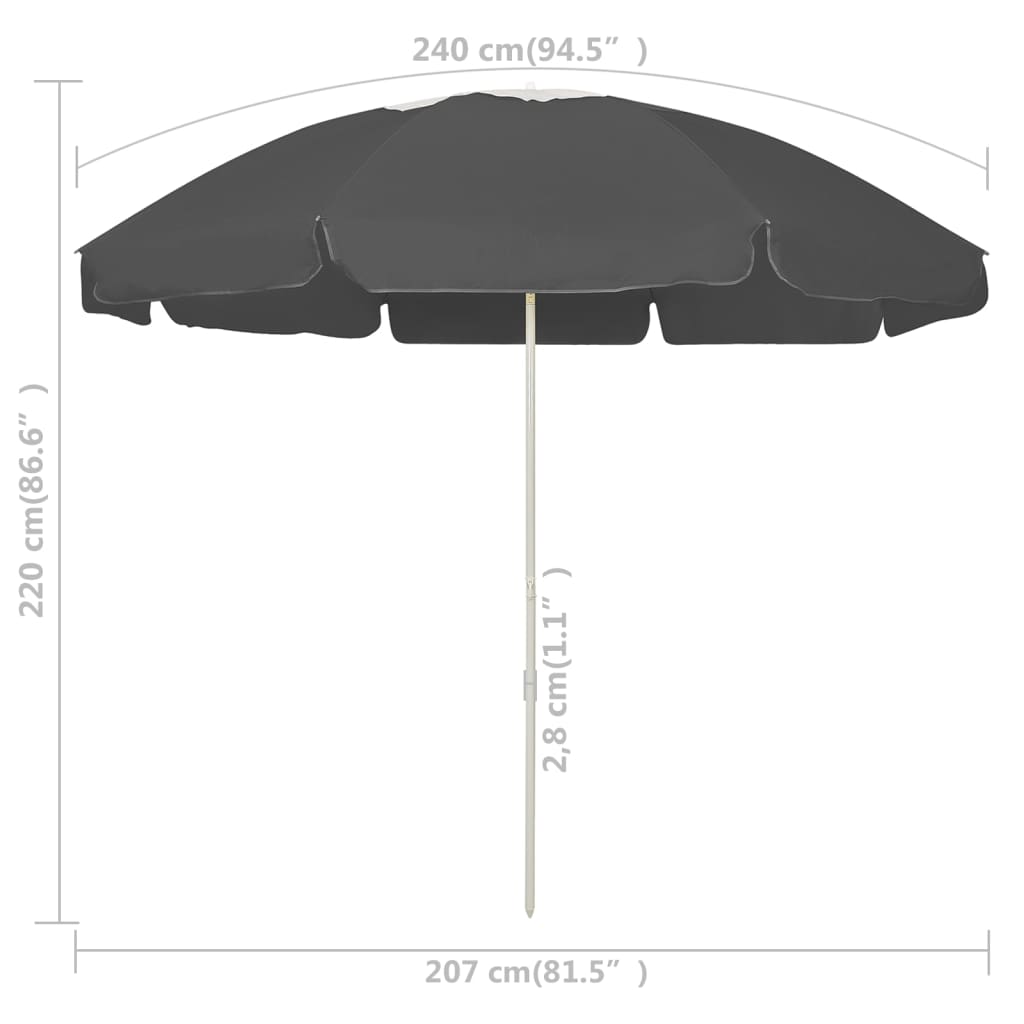 Strandschirm Anthrazit 240 cm