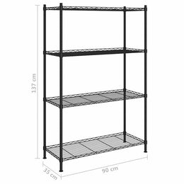 Lagerregal mit 4 Böden 90x35x137 cm Schwarz 200 kg