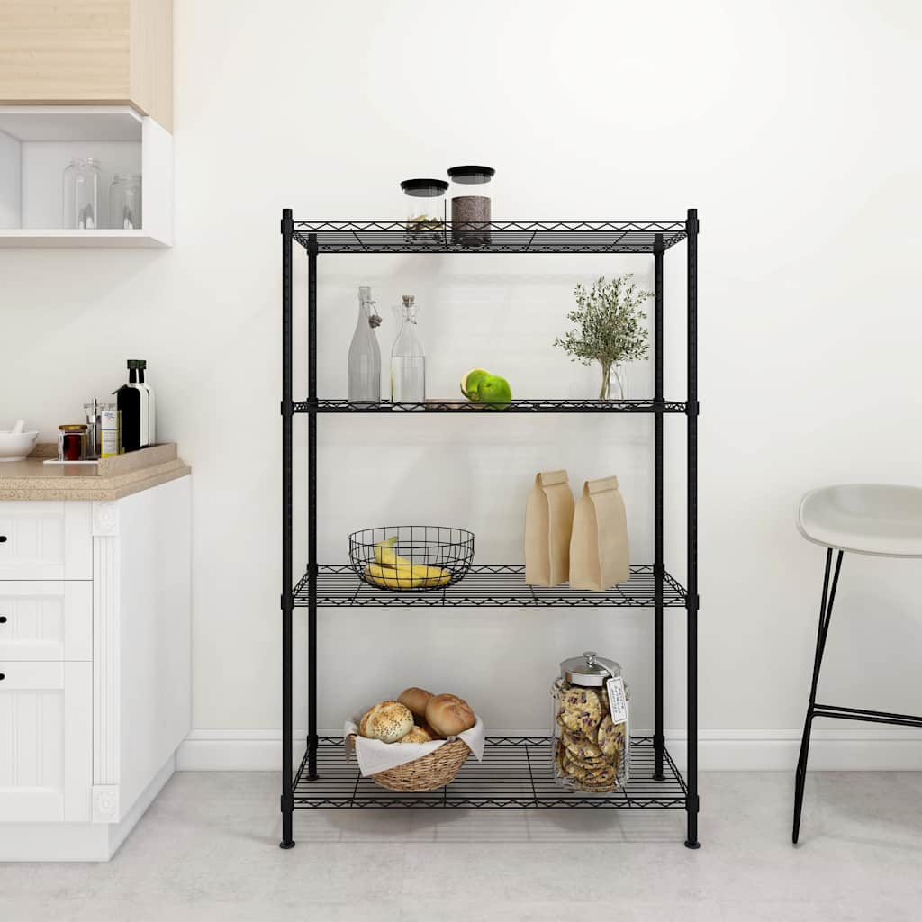 Lagerregal mit 4 Böden 90x35x137 cm Schwarz 200 kg