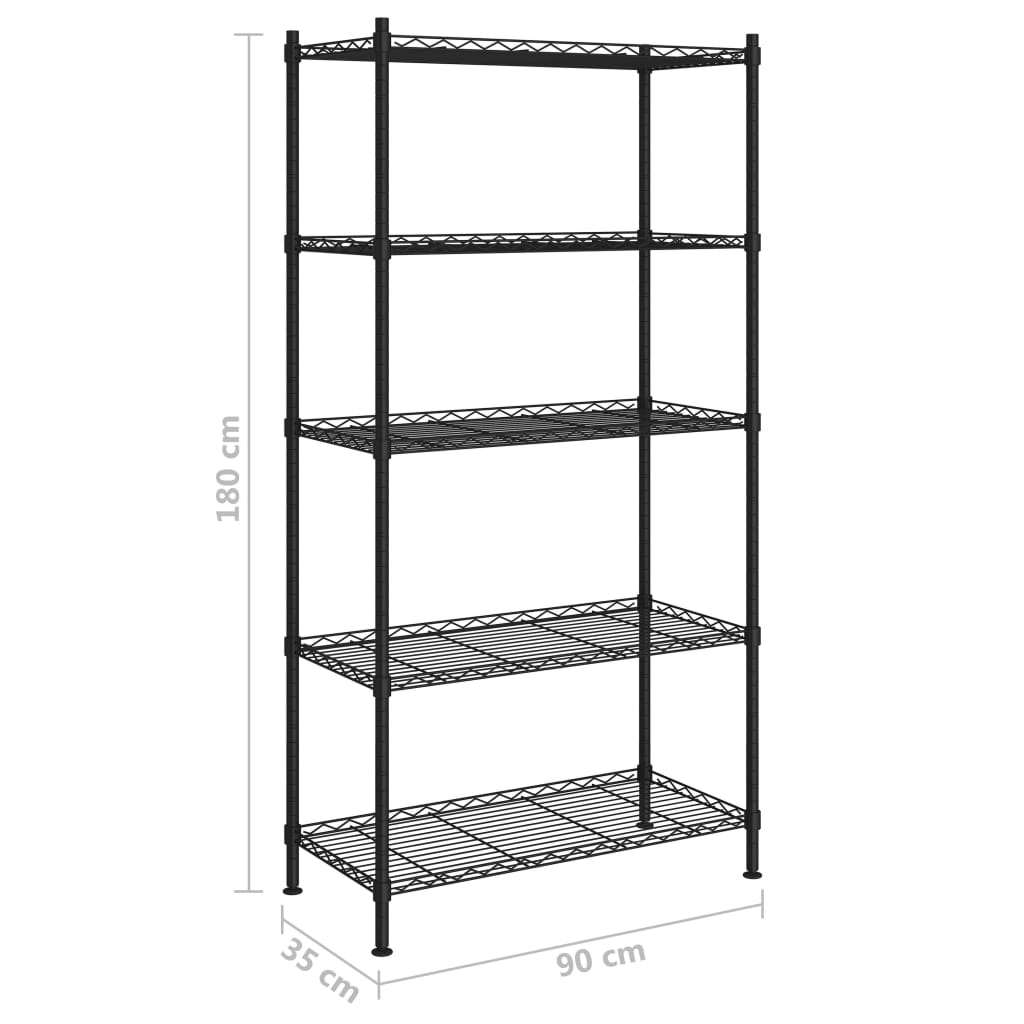 Lagerregal mit 5 Böden 90x35x180 cm Schwarz 250 kg