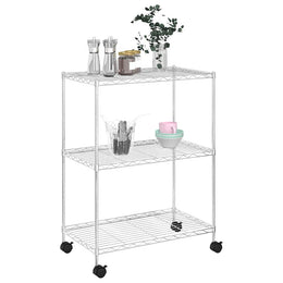 Lagerregal mit 3 Böden und Rollen 60x35x81 cm Verchromt 150 kg