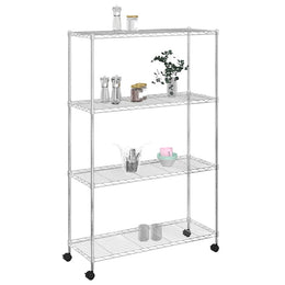 Lagerregal mit 4 Böden und Rollen 90x35x142 cm Chrome 200 kg