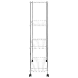 Lagerregal mit 4 Böden und Rollen 90x35x142 cm Chrome 200 kg