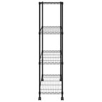 Lagerregal mit 4 Böden und Rollen 90x35x142 cm Schwarz 200 kg