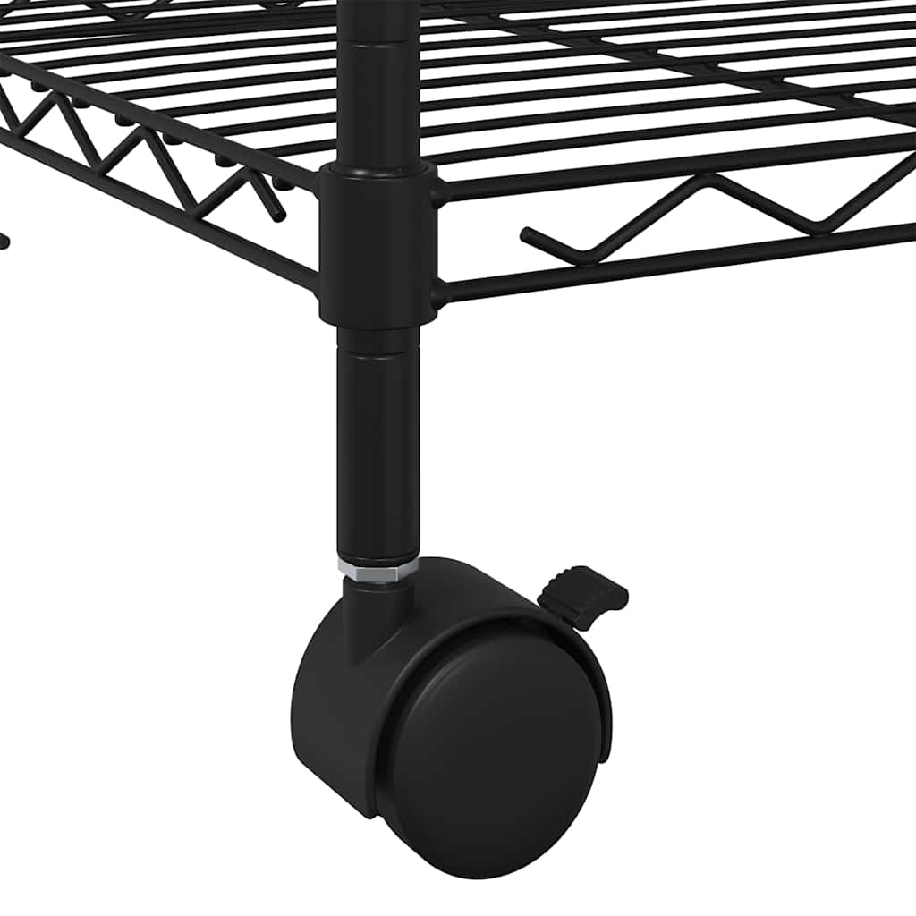 Lagerregal mit 4 Böden und Rollen 90x35x142 cm Schwarz 200 kg