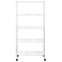 Lagerregal mit 5 Böden und Rollen 75x35x155 cm Chrom 250 kg