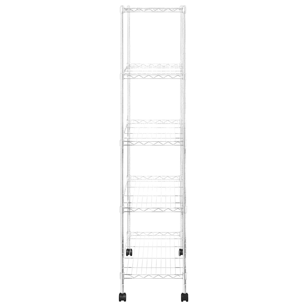 Lagerregal mit 5 Böden und Rollen 75x35x155 cm Chrom 250 kg