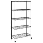 Lagerregal mit 5 Böden und Rollen 75x35x155 cm Schwarz 250 kg