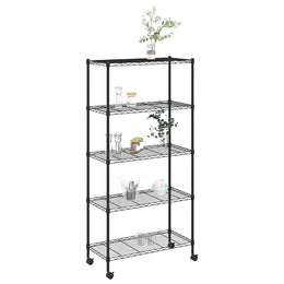 Lagerregal mit 5 Böden und Rollen 75x35x155 cm Schwarz 250 kg