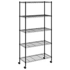 Lagerregal mit 5 Böden und Rollen 75x35x155 cm Schwarz 250 kg