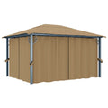 Pavillon mit Vorhang 400x300 cm Taupe Aluminium