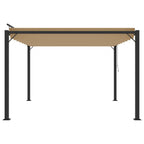 Pergola mit Lamellendach 3x3 m Taupe Stoff und Aluminium