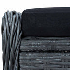 Gartensessel Verstellbar mit Fußhocker Poly-Rattan Dunkelgrau