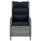 Verstellbarer Gartensessel mit Fußhocker Poly Rattan Hellgrau