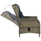 Verstellbarer Gartensessel mit Fußhocker Poly Rattan Braun