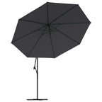 Ampelschirm mit LED-Beleuchtung Stahl-Mast Schwarz 350 cm