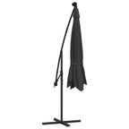 Ampelschirm mit LED-Beleuchtung Stahl-Mast Schwarz 350 cm
