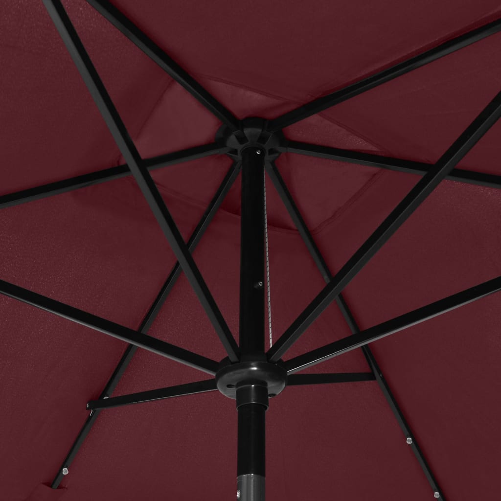 Sonnenschirm mit LEDs und Stahl-Mast Bordeauxrot 2x3 m