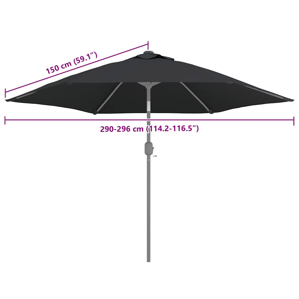 Ersatzbezug für Sonnenschirm Schwarz 300 cm