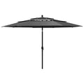 Sonnenschirm mit Aluminium-Mast 3-lagig Anthrazit 3,5 m