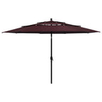 Sonnenschirm mit Aluminium-Mast 3-lagig Bordeauxrot 3,5 m