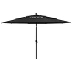 Sonnenschirm mit Aluminium-Mast 3-lagig Schwarz 3,5 m