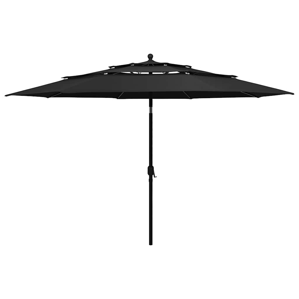 Sonnenschirm mit Aluminium-Mast 3-lagig Schwarz 3,5 m