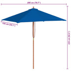 Sonnenschirm mit Holzmast Blau 150x200 cm