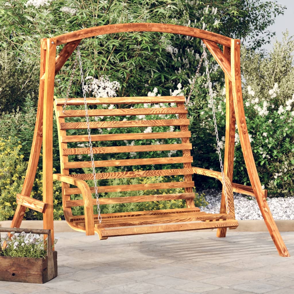 Schaukelbank Bugholz Massiv mit Teak-Finish 126x63x92 cm