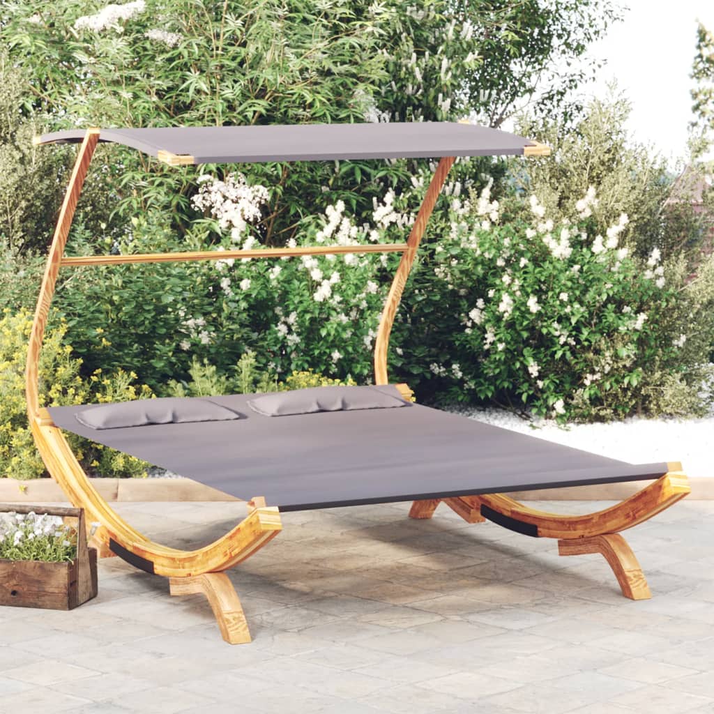 Sonnenliege mit Dach 165x203x138 cm Bugholz Massiv Anthrazit