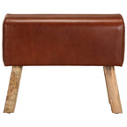 Sitzbank Turnbock-Design 58cm Braun Echtleder Mango Massivholz