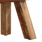Sitzbank Turnbock-Design 58cm Braun Echtleder Mango Massivholz