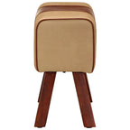 Sitzbank Turnbock-Design 58 cm Braun Echtleder Massivholz Mango