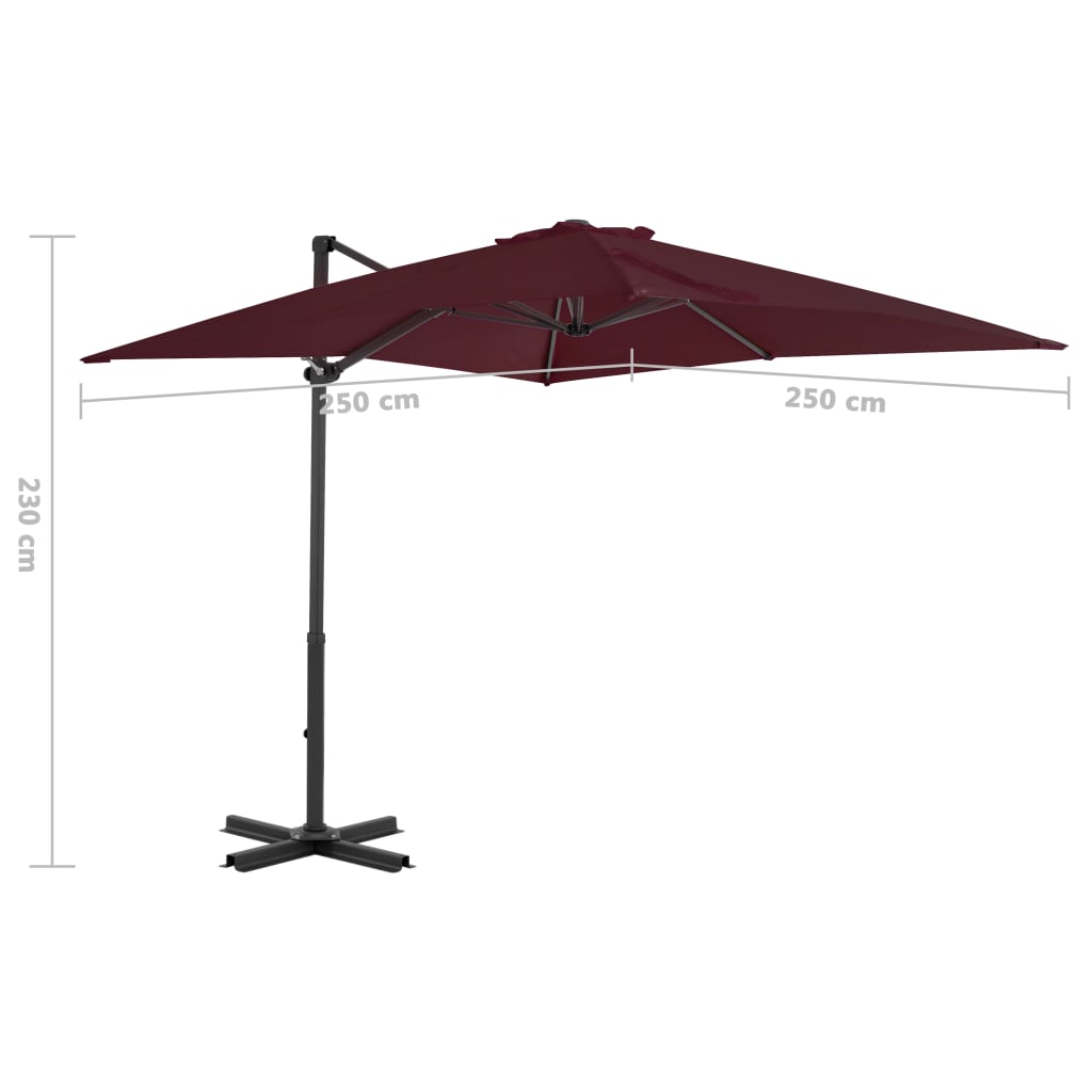 Ampelschirm mit Aluminium-Mast 250x250 cm Bordeauxrot