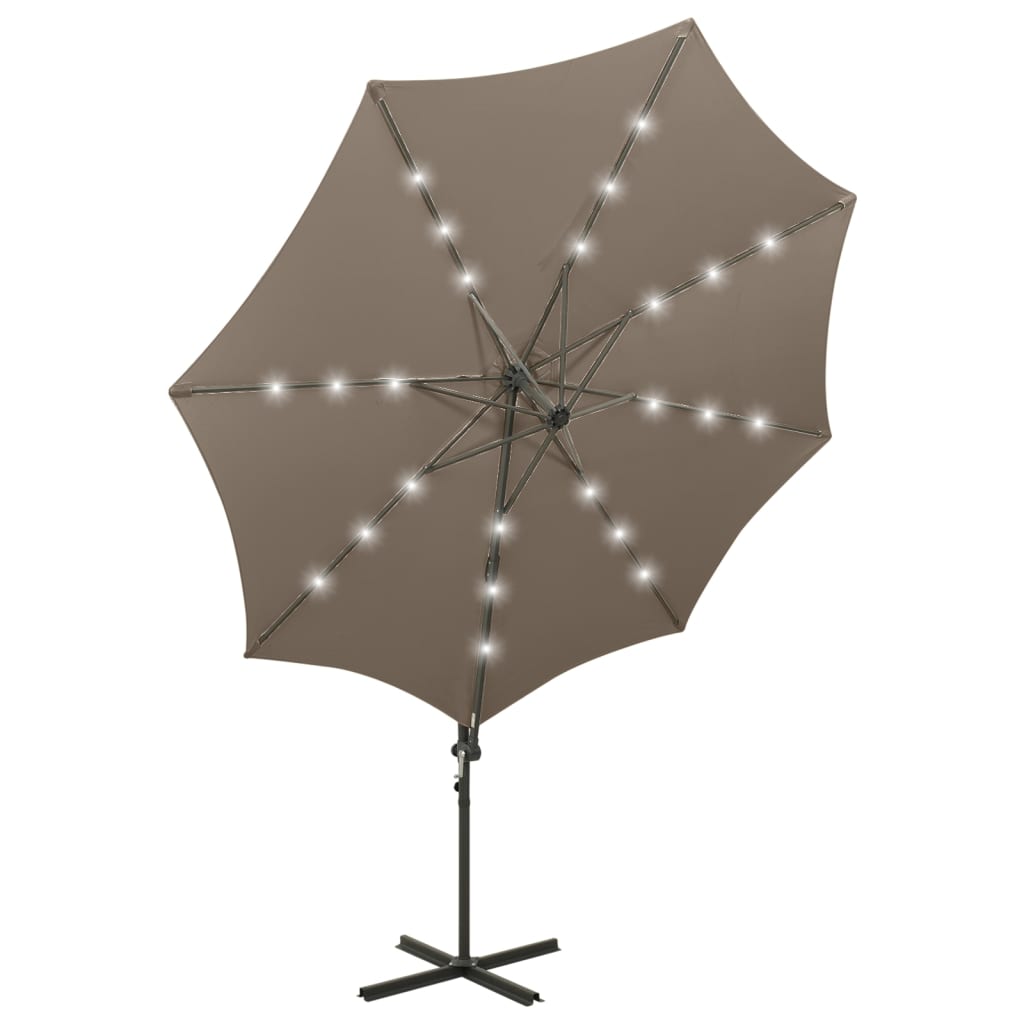 Ampelschirm mit LED-Beleuchtung 300 cm Taupe